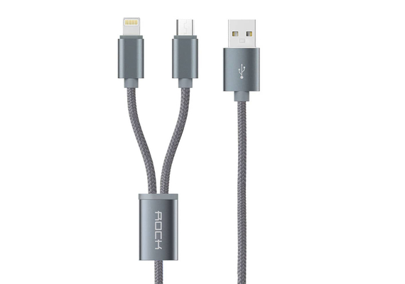 ROCK 2 in 1 Charging Cable with Version D USB to Type C 1200mm