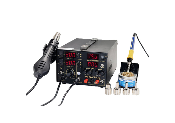 YIHUA 853D 5A 3 IN 1 Large DC Power Supply Rework Soldering Station With Hot Air Gun