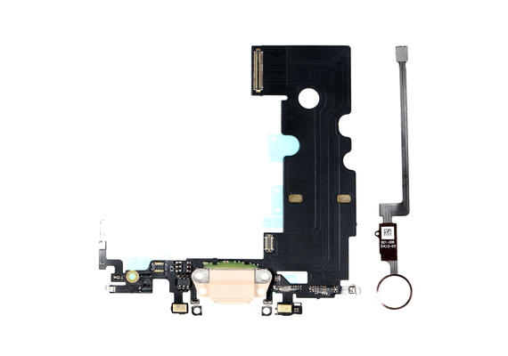 New Charging Dock Flex Cable with Home Button Return Solution for iPhone 8, Color: Gold