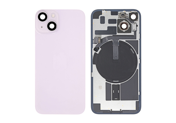 Replacement for iPhone 14 Back Cover Glass with Back Panel Frame - Purple