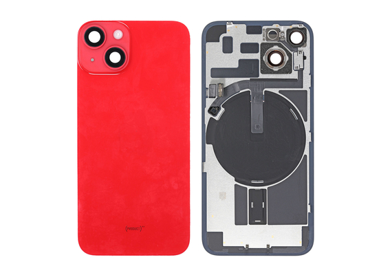 Replacement for iPhone 14 Back Cover Glass with Back Panel Frame - Red