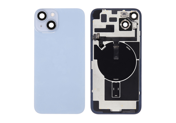 Replacement for iPhone 14 Plus Back Cover Glass with Back Panel Frame - Blue