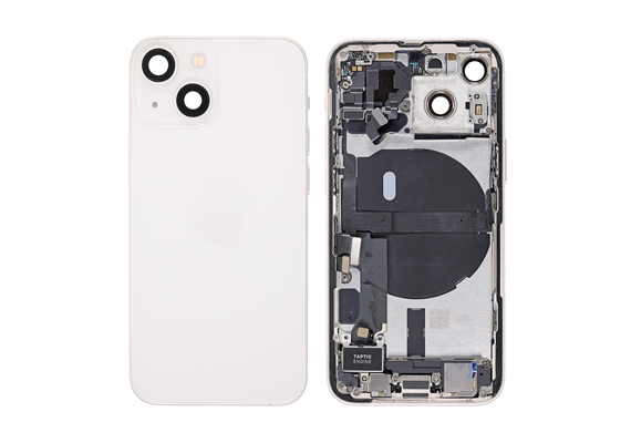 Replacement for iPhone 13 Mini Back Cover Full Assembly - Starlight, Quality Grade: After Market, Verison : International Version 