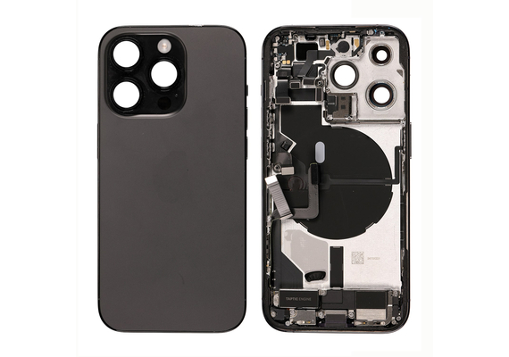 Replacement for iPhone 14 Pro Back Cover Full Assembly - Space Black, Version: International , Option: Original New