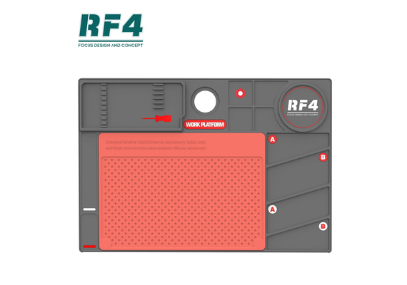RF4 RF-PO2 Heat Resistant Silicone Maintenance Pad With Thermoplastic Work Mat, Color : Gray/Red