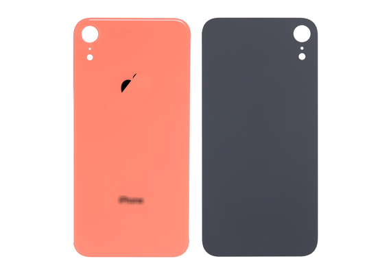 After Market Back Cover Glass Replacement for iPhone XR, Condition (Large Hole): Coral