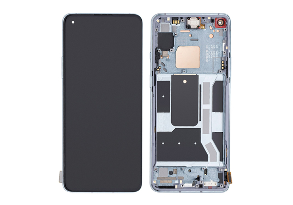 Replacement for OnePlus 8T LCD Screen Digitizer Assembly with Frame - Lunar Silver