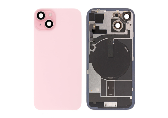 Replacement For iPhone 15 Back Cover Glass With Back Panel Frame-Pink