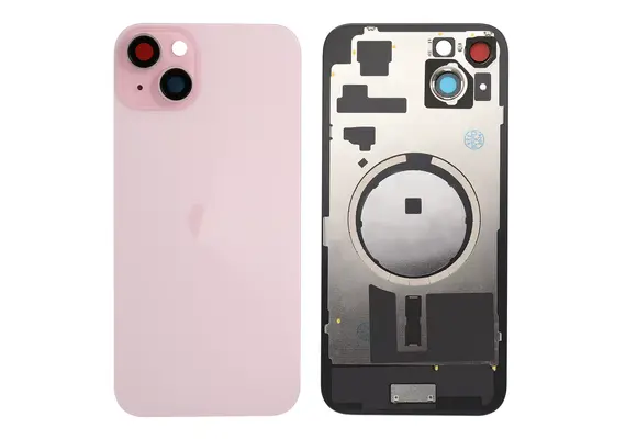 Replacement For iPhone 15 Plus Back Glass Panel With Magsafe Magnet-Pink