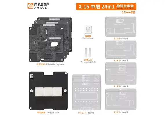 Amaoe 24 in 1 Middle Layer Reballing Platform for iPhone X-15 Pro Max