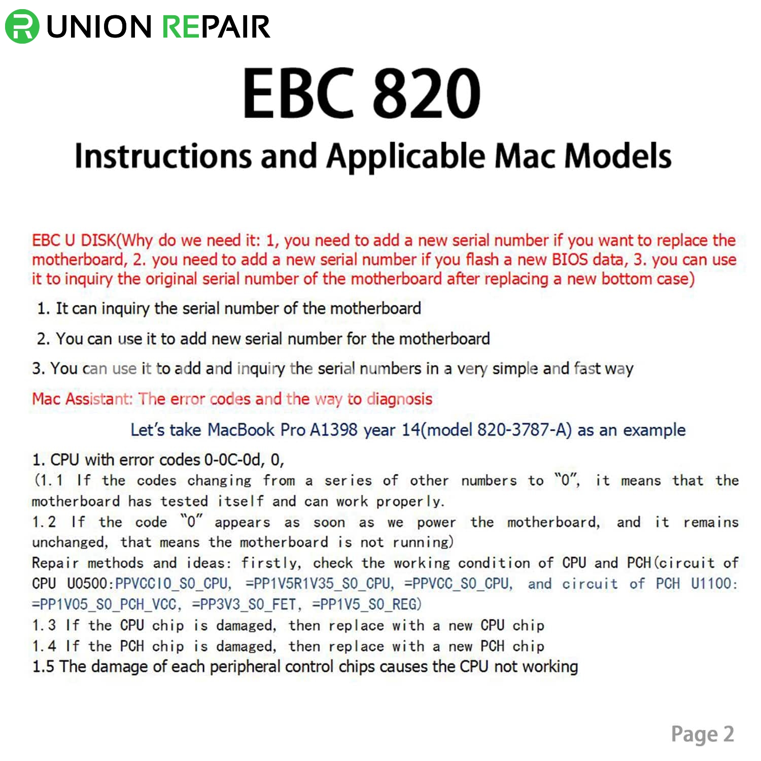 MacBook Motherboard Diagnose Tool & Serial Number Tool EBC 820